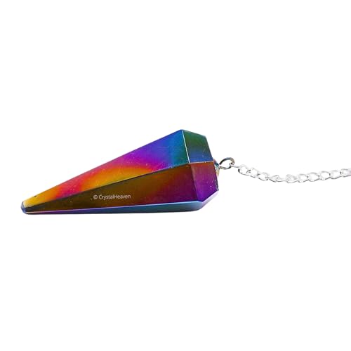 Image of Certified Titanium Aura Quartz Pendulum Dowsing Tool - Natural Crystal Pendulum for Spiritual Guidance - Premium Dowser Pendulum for Accurate Divination and Energy Healing - Perfect for Energy Healing and Chakra Balancing - Handcrafted with Precision and Elegance