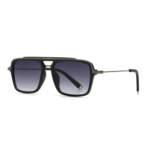 Lunettes de soleil rétro pour hommes semi-métalliques avec verres dégradés UV400