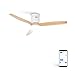 CREATE / WINDCALM DC /Deckenventilator mit WLAN und LED Lichter / 6 Gang-DC-Motor / weißer Sockel mit naturholz Flügel / Leise , Fernbedienung