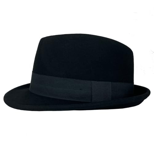 Image of FREEBIRD99 100% Wool Felt Panama Fedora Hat Short Brim Trilby Flat Hat for Men Women