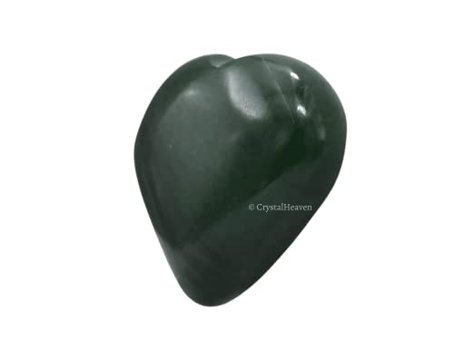 Image of Certified Dark Green Aventurine Crystal Heart Palm Pebbles Stones for Anxiety Stress Relief Massage - AAA Grade Original Healing Gemstone Agate Heart Palm Stone for Yoga Meditation Spiritual