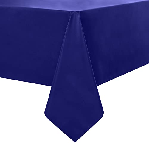 Image of Romanstile 100% Waterproof PVC Tablecloth, Rectangle Oil Spill Proof Stain Resistant Vinyl Table Cloth, Wipe Clean Plastic Table Covers for Kitchen /Dining /Parties - 60 x 102 Inch, Royal Blue