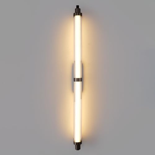 Linear Led Sconces Wall Lighting Indoor 3000K Modern Designer Wall Lamp Black Stainless Steel Wall Lights with Cylindrical Striped Acrylic Shade, for Living Room Hallway Bathroom Over Vanity Mirror
