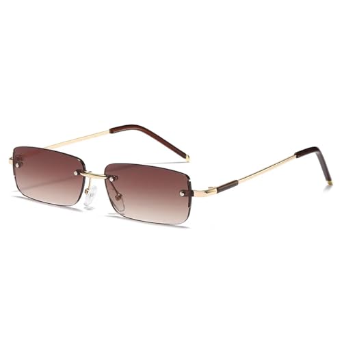 Lunettes de soleil rectangulaires sans monture pour femme avec verres dégradés UV400