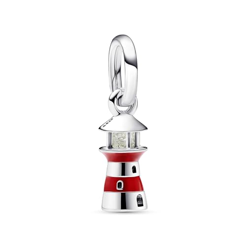 PANDORA Fluoreszierender Leuchtturm Charm-Anhänger aus Sterlingsilber, Kompatibel Moments, Moments Kollektion, 792714C01