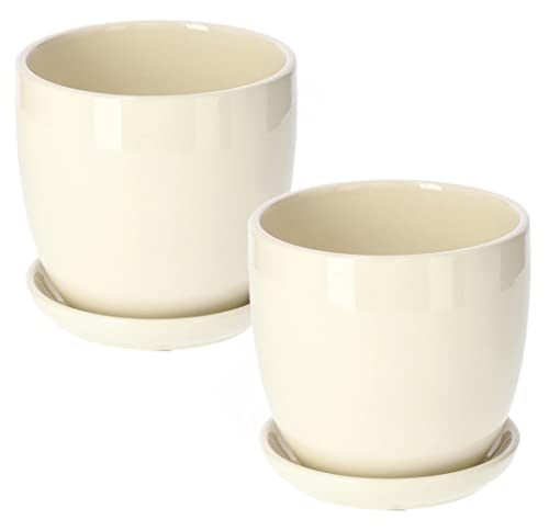 KOTARBAU   2 x Maceteros con Plato de cerámica