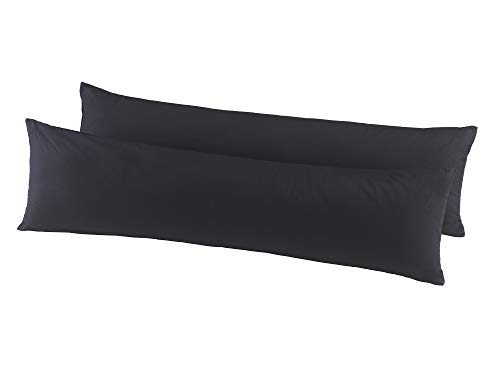 Doppelpack Baumwolle Renforcé Kissenbezug, Kissenbezüge, Kissenhüllen für Seitenschläferkissen 40x145 cm in 8 modernen Farben Schwarz Cover
