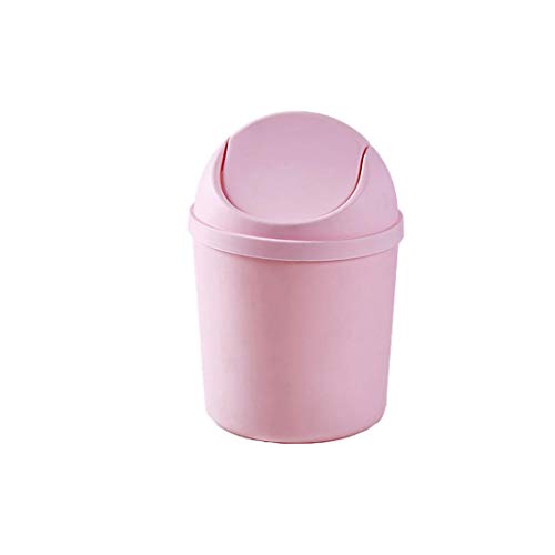 Joyfeel Dustbins Flip desktopTrash Can Indoor Wastebasket Waste bin Plastic Rubbish Waste Basket Paper Trash Bin for Household Kitchen Bathroom Pink