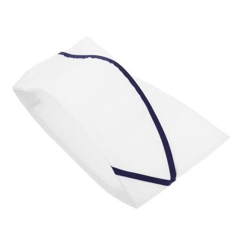 DOITOOL Unisex Chef Hat for Kitchen Cooking, Hotel Work Cap with Dust-Proof Design, White and Navy Stripe Cotton Food Service Cap for Men and Women