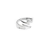 Double Lightning Bolt Wrap Open Ring for Men Boys Women Teen Girls Stainless Steel Fashion Punk...