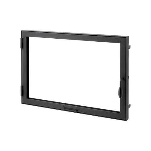 HEARTHOR | NM2 | Slimline Kamintüren nach Maß | Schmaler Rahmen | Türen für Kamin Holzofen Grill und Räucherkammer | Hitzebeständiges Glas | Stahltüren für gemauerte Kamine | Maßanfertigung
