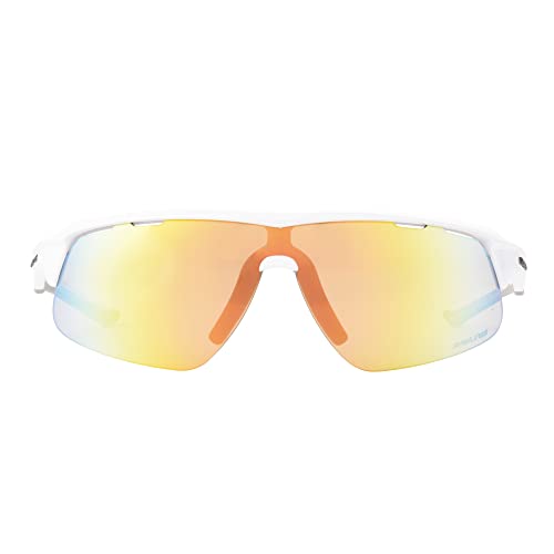 Image of Rawlings Game Youth Baseball Sunglasses, Shiny White /Orange Mirror, 64mm