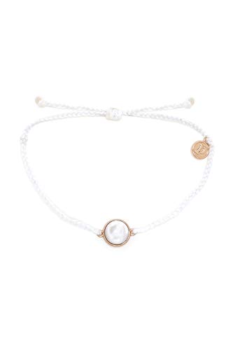 Pura Vida Rose Gold Mother of Pearl Bracelet - Plated Charm, Adjustable Waterproof Band
