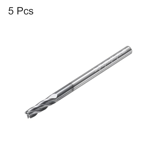Image of HARFINGTON 5pcs Carbide Square Nose End Mill Bit 7 /64 inch Cut Dia 4 Flutes TiAlN Coated Milling Cutter for Hardened Steel Metal (7 /64 inch Shank 3 /8 inch Cut Length 1-1 /2 inch Long 30 Degree HRC53-55)