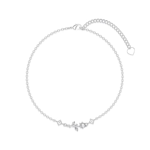 Diamond Rose Flower Bracelets for Women 925 Sterling Silver Rose Flower Bracelet Anniversary Birthday Christmas Gifts for Women Wife Girlfriend Mother - Main Image