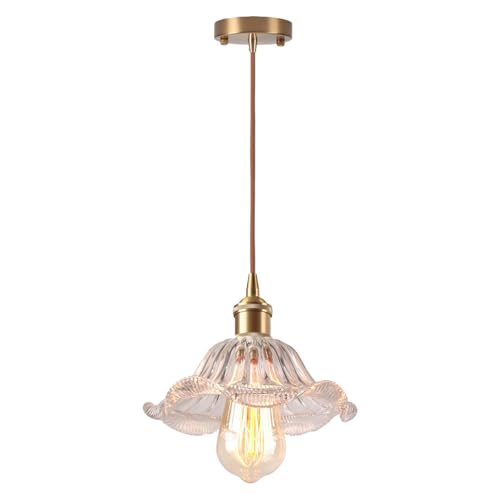 Suspension Luminaire Vintage Lustre en Verre E27 Plafonnier Abat-jour en Verre Lampe Suspendue Eclairage de Plafond pour Chambre Salon Restaurant Loft