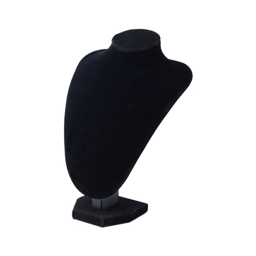 Harilla Collier chaîne Bijoux Buste Support Porte-Bijoux Organisation de Magasin, Collier présentoir Support Organisateur de Bijoux, Flanelle Noire 21x15