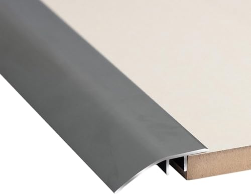 SAFWELAU Perfil Angular Guardavivos Esquinas 2,9 pies Tira embellecedora de transición de Piso de umbral, para tablones laminados de Pisos de Vinilo para Azulejos de Puertas, Aluminio(Grey)