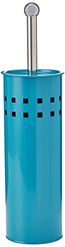 Premier Housewares Toilet Brush Holder Free Standing Turquoise Finish Toilet Brush and Holder Set Satin Stainless Steel Modern Design for Bathrooms 38 x 10 x 10