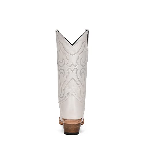 CORRAL TEEN TN WHITE EMBROIDERY, SNIP TOE, LEATHER Sole, 10.7" Shaft, COWHIDE Leather, WESTERN BOOT, WHITE T0143 Size3