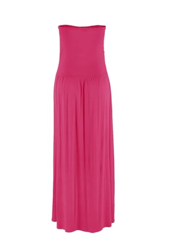 Image of Alaster Queen Women's Strapless Bandeau Summer Long Floral Dress Off Shoulder Beach Maxi Dress with Pockets