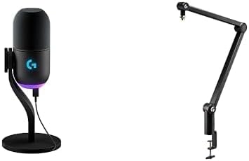 Micrófono para juegos Logitech G Yeti GX Dynamic RGB con LIGHTSYNC, USB + Brújula G micrófono estilo tubo premium brazo de pluma de transmisión