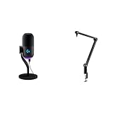 Logitech G Yeti GX Dynamic RGB Gaming Microphone with LIGHTSYNC, USB + Compass G Premium Tube-Style Microphone Broadcast Boom Arm