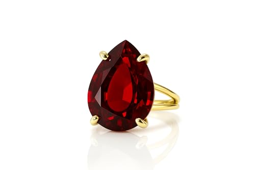 Bague de cocktail en or 14k avec grenat pour femme tendance