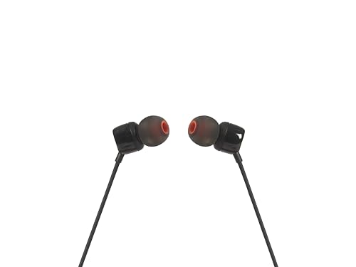 Image of JBL Tune 110 - Wired in-Ear Headphones with JBL Pure Bass Sound, 1-Button Remote, Microphone and Tangle-Free Flat Cable (Black)