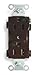 Receptacle, Duplex, 15A, 5-15R, 125V, Brown