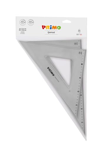 PRIMO - Set 2 Squadre 45°/35 cm e 60°/35 cm Antiriflesso per Disegno Tecnico, Squadra Cancelleria Cartoleria Resistente con Bordo Righello, Cose per la Scuola Materiale Scolastico, Bustina Antigraffio