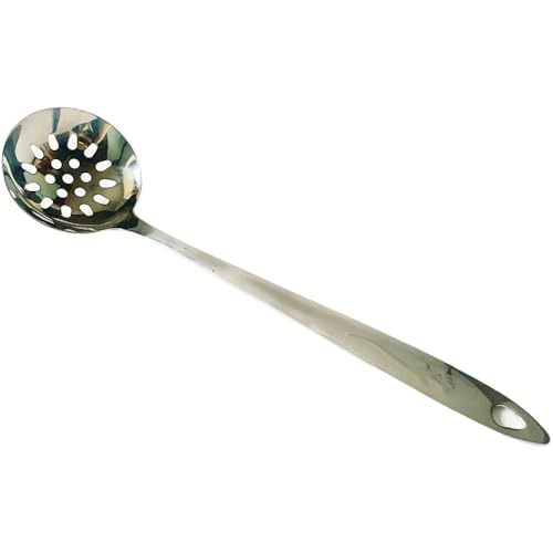 Stainless Steel Slotted Spoon Extra Long Handle with Ergonomic Grip Heat Dishwasher Resistant Commercial Kitchen Home Use (1 Piece)