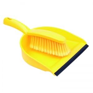 Dustpan and Brush Set Sweeping Shovel Soft Bristle Hygienic, Dustpan & Brush (2 Pack Yellow)