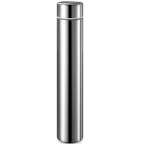 Vesici Slim Water Bottle 8.8 oz Small Stainless Steel Purse Compact Insulated Water Bottles Camping Travel Backpack Pocket Flask for Car Cold Coffee Tea(Silver,1 Pack)