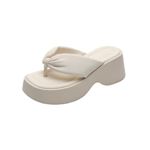HBJWOV Thick Soled Slippers Thick Heels External Wearing of Flip Flops Vacation Beach Sandals Sponge Shoes