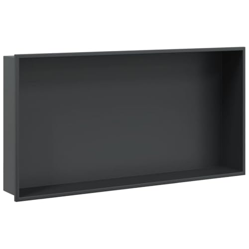 vidaXL Hornacina Ducha Acero Inoxidable Negro Mate 62x32x9 cm, hornacina de baño, hornacina en el baño, hornacina de Ducha de Acero Inoxidable