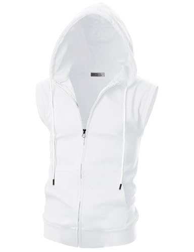 Ohoo Men's Workout Hooded Tank Tops Muscle Cut Off Sleeveless Gym Hoodies