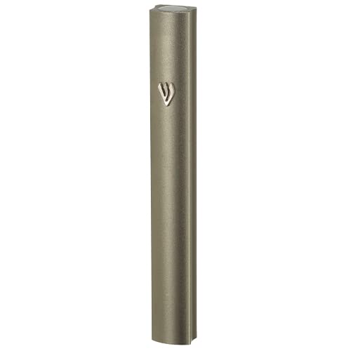 MUNDO JUDAICO Mezuzah Aluminum 12cm Waterproof, Semi-Round with Double-Sided Type (Champagne)
