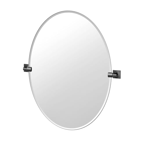 Image of Gatco 5589MXLG Waterline Frameless Oval Mirror, 32 Inch, Matte Black