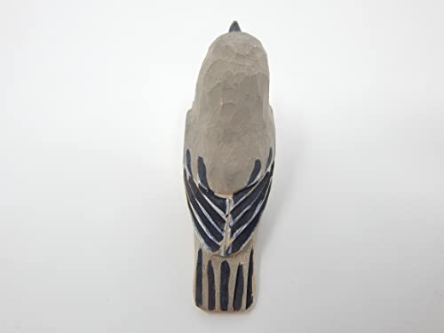 Figura pequeña de pájaro tallado a mano en madera miniatura 6
