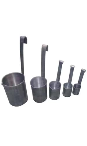 A S Milk/Liquid Milli Leter Measuring Traditional Milkman Aluminium Cups/Scales with Vertical Handles Set of 5 (50ml, 100ml, 200ml, 500ml. & 1Ltr.)