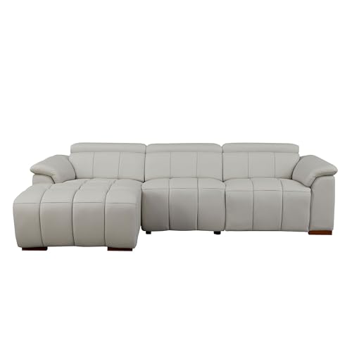 KEIKI 113" L-Shaped Genuine Leather Wall-Hugger Reclining Sofa with Left