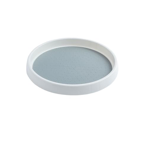 Lazy Susan Drehteller 30 cm, drehbarer Organizer, großes Maß, rutschfestes Gewürzregal, 360 Grad drehbarer Gewürz-Organizer für Küche, Speisekammer, Kühlschrank, Weiß/Grau