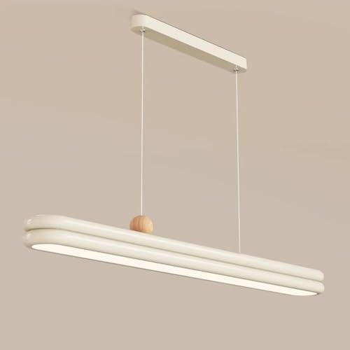 Plafonnier suspendu rectangulaire LED blanc à intensité variable pour repas en famille