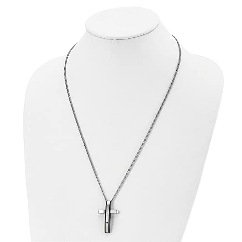 Stainless Steel/Black IP-Plated 1pt.Diamond Cross Pendant Necklace Charm Chain 24" (.015 cttw.)3