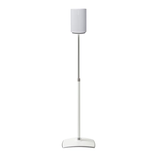 Sanus Speaker Stand for Sonos Era 100 Speakers - Height Adjustable with Easy 3 Step Installation - Rubber Feet and Carpet Spikes - White