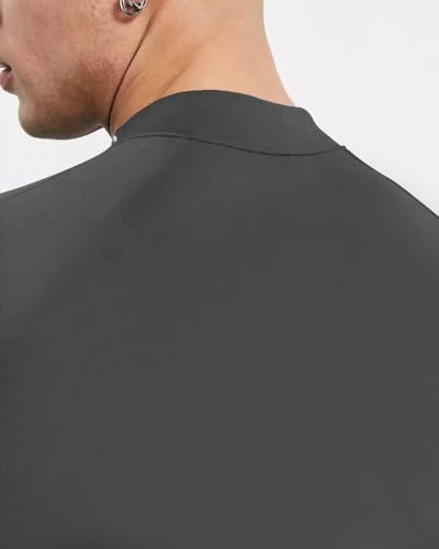 Image of EYEBOGLER Men Solid High Neck Full Sleeve Regualr Fit T-Shirt