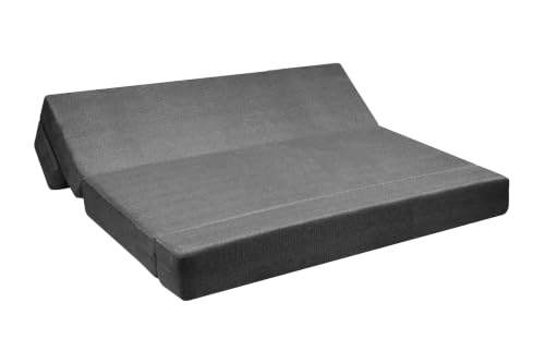 Image of Los Angeles Foldable Four Seater Sofa Cum Bed, Sofa Bed 6 X 6 Feet Jute Fabric Washable Cover Including 4 Cushion Perfect for Living Room & Office Guest Room - Grey Color