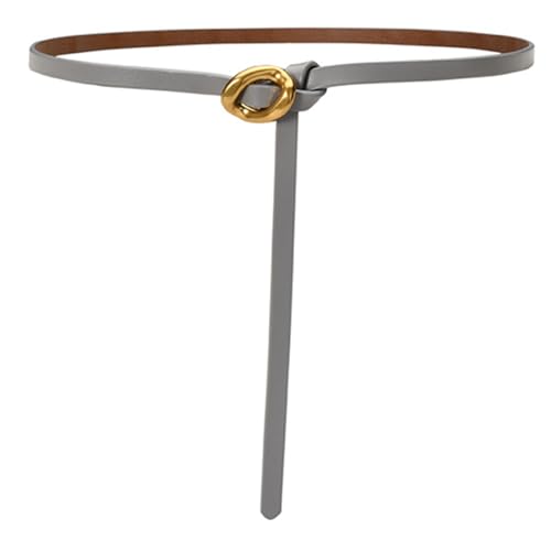 Selfknotted Thin Belt Aesthetic Leather Belt Waistband Decorative Skinny Belt for Shirt Dress Elegant Office Formal Belt
