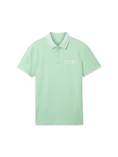 TOM TAILOR Herren Basic Piqué Poloshirt mit Logo-Print , paradise mint, L – Ansicht 5